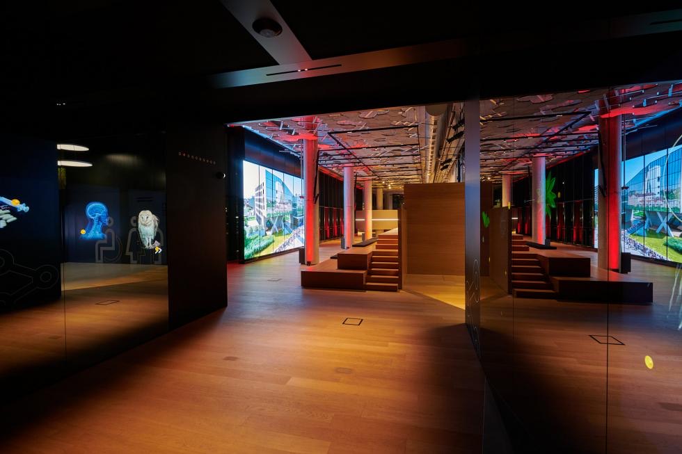Interactive exhibition hall and seating steps at STEP